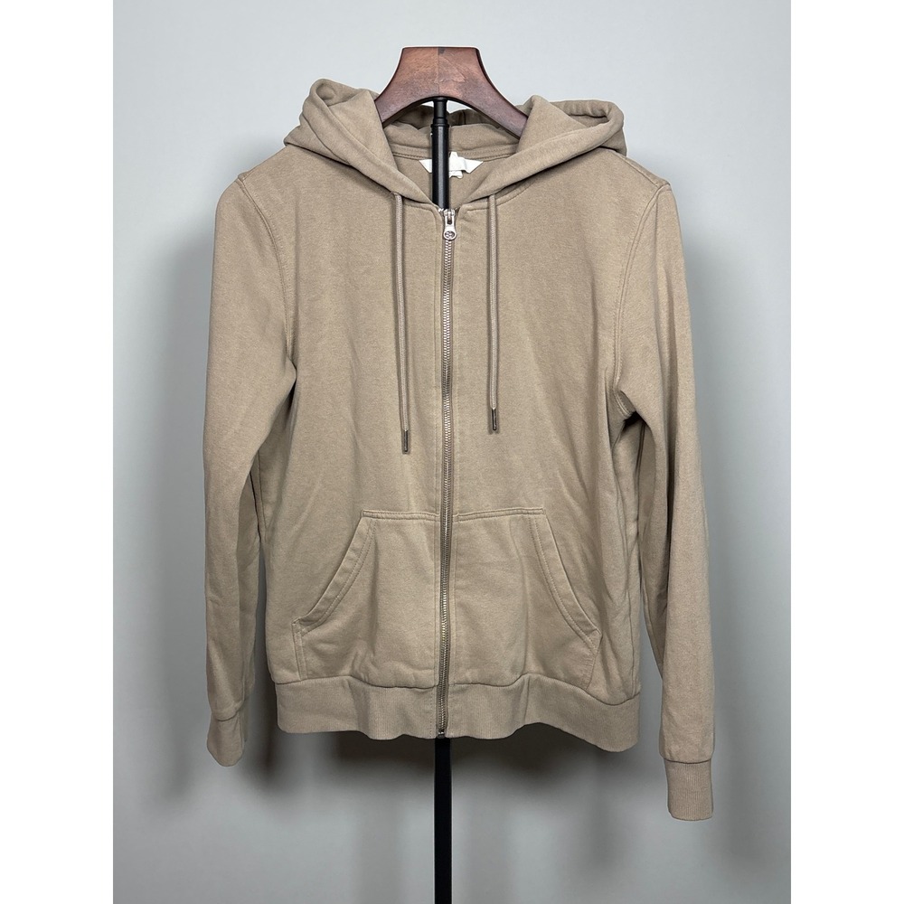 H&M Full Zip Hoodie Women S Earthy Tan Casual Minimalist Fleece Sweatshirt Basic
